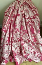 STUNNING BESPOKE LAURA ASHLEY SILK TATTON CERISE CURTAINS 