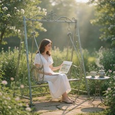 Grey Metal Swing Chair Garden