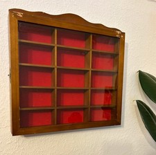 Small Glass Red Baize Wooden Display Cabinet