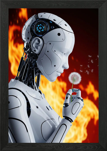 Humanoid robot with dandelion - humanoid,