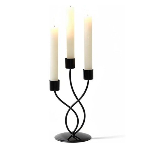 Elegant black metal candelabra - black,