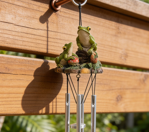 Whimsical frog wind chime - whimsical,