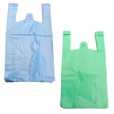 Large Jumbo Blue Green Strong Recycled Eco Plastic Vest Shopping Carrier Bags