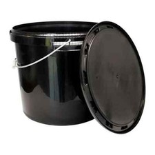 30L Black Plastic Bucket with