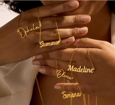 Nameplate necklace, personalised jewelry, 18K Gold Plated Name Necklace, Birthda