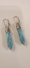 Sterling Silver And Turquoise Gemstone Drop Earrings With Gemstone Detail