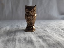 Small Solid Brass Owl Figure Desk Stand Paperweight