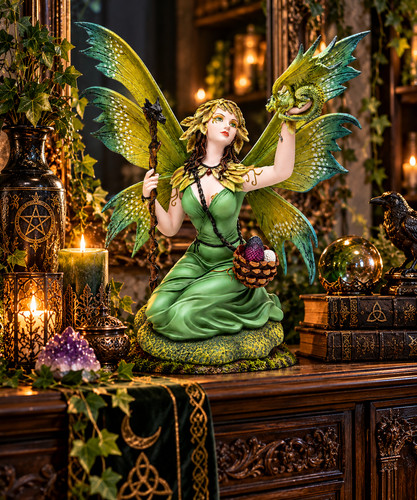 Woodland green fairy - green, dragon