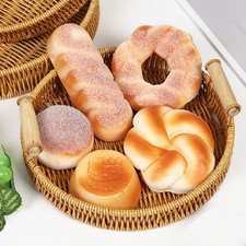 3 x Round Rattan Serving Trays