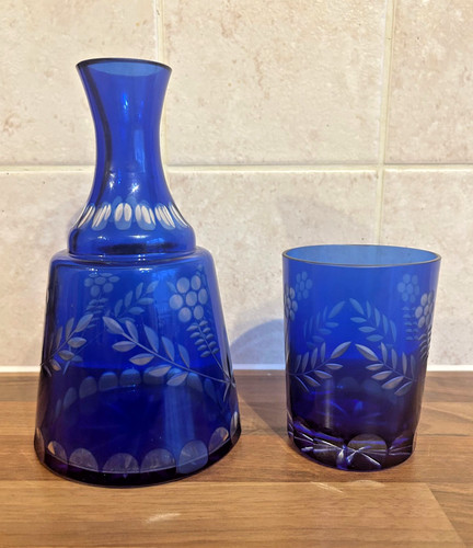Bohemian blue cut glass - bohemian,