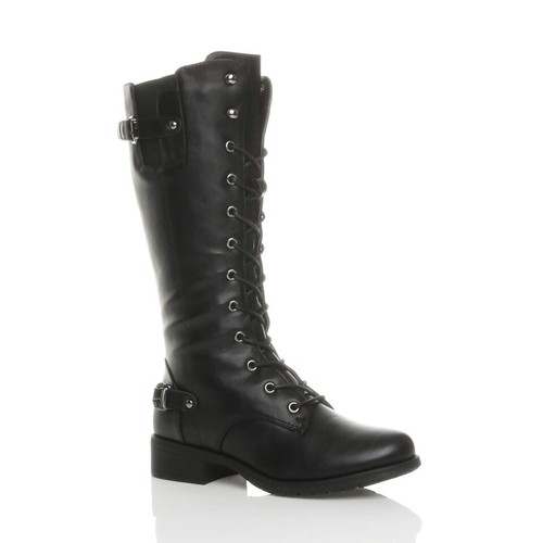 Ajvani low heel biker - low, military