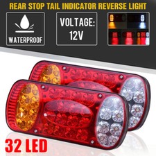 2X 12V 32 Led Trailer Truck Bus Van Stop Rear Tail Indicator Lights Reverse Lamp