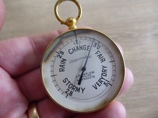 HARROGATE J.H. MARLOW ANTIQUE 19TH CENTURY  GILT  POCKET BAROMETER