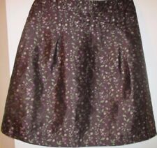 Daks women's  Pure Silk  mulberry formal dark floral  knee length skirt size 14