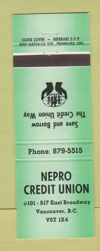 Matchbook cover nepro credit - nepro,