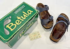 Birkenstock Betula Blue Leather Sandals Ladies 9 Men 7 Cork Eva Sole with Box