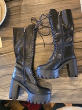Black Knee High Platform