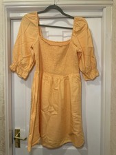 New Look Peach Orange Short Sleeve Dress Size Uk 16