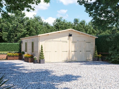 Wooden double garage log cabin - double,