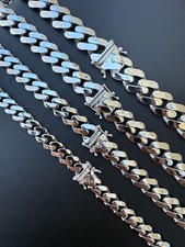 Monaco Cuban Link Chain Necklace Or Bracelet Hollow Real 925 Silver 9-15mm ITALY