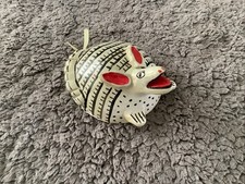 Rare Vintage Mexican Coconut  Hand Painted Armadillo Folk Art