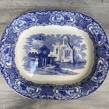 Large George Jones & Sons - Blue & white Abbey 1790 Meat Platters - vgc
