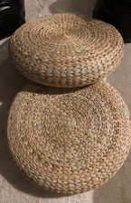 X2 IKEA ALSEDA Foot Stool Pouffe Jute Rattan Seat  Boho Seat Reinforced  *pair**