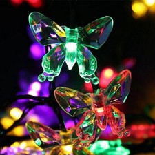 Solar 50 LED Butterfly String Lights Waterproof Garden Decor Fairy Light