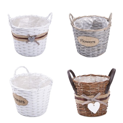 Wicker flower basket with - 3,