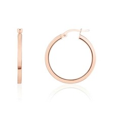 9CT Rose Gold  Square Tube Round Hoop Earrings