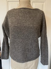 Handmade Luxury Shetland wool brown crew neck boxy women’s jumper size S