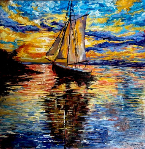 Original oil painting ship - original,