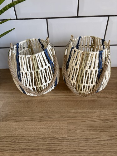 Pair woven boho - woven, candle