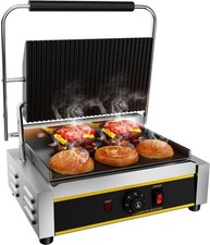 Commercial Electric Contact Grill 2200W For Sandwich Maker Burgers, Toaster 