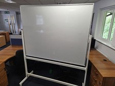 large Double Sided Magnetic Dry Wipe Whiteboard 1500x1200mm with stand