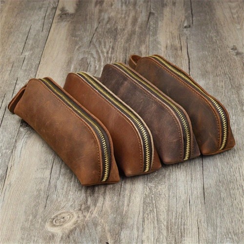 Vintage leather pencil bag - vintage,