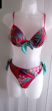 LADIES SIZE 10 / 12  PADDED BONED ADJUSTABLE STRAPS TROPICAL BIKINI by BHS