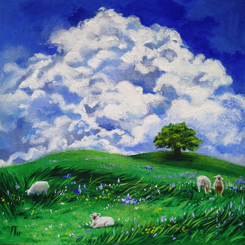 Original painting 10x10 sheep - original,