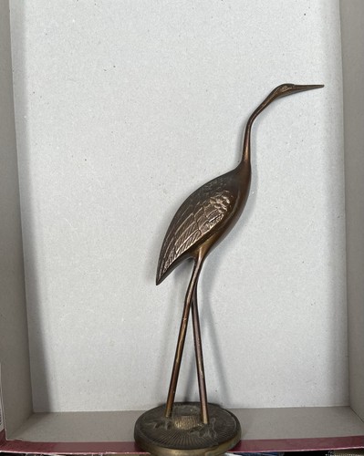 Vintage brass bird sculpture - sculpture,