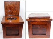 Antique Wooden Chamber Pot Commode Chair Toilet ~ Small Compact Primitive Potty