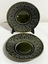 Tams England Saucer X2 For Soup Cup Bowl Green Glaze Vintage