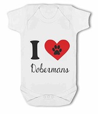 I Love Dobermans cute pet - Baby Vest by BWW Print Ltd