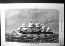 Original Old Antique Print Our Ironclad Fleet Hms Agincourtsailing Ship 1867