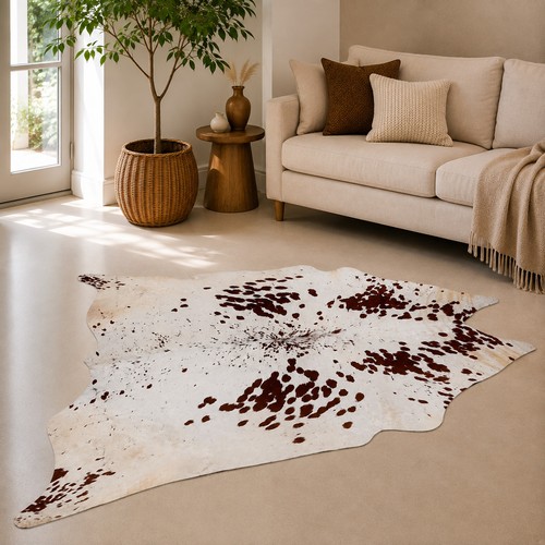Genuine brown white - white, cowhide
