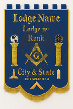 Custom Masonic Blue Lodge Banner – Master Mason Hand Embroidered Regalia Pillars