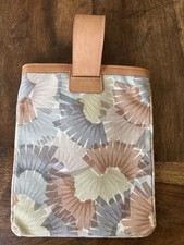 LUPO Barcelona Designer Tablet Sleeve/Clutch Leather & Canvas Floral Pattern