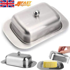 Stainless Steel Butter Dish with Lid Holder Storage Kitchen Serving Container UK