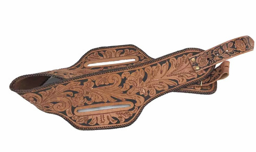 Floral tooled leather double - tooled,