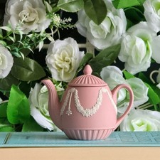 Wedgwood Pink Miniature Garland Teapot Jasperware Excellent