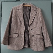 Vintage 1970s 1980s women's wool jacket classic brown tweed 14 country hacking